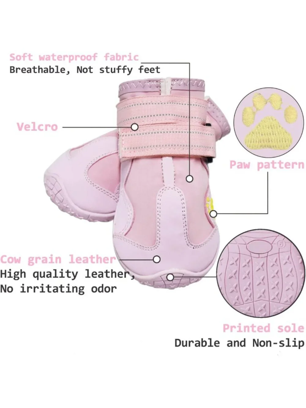 Waterproof Dog Boots with Reflective Strips, Anti-Slip Sole - Outdoor Dog Shoes
